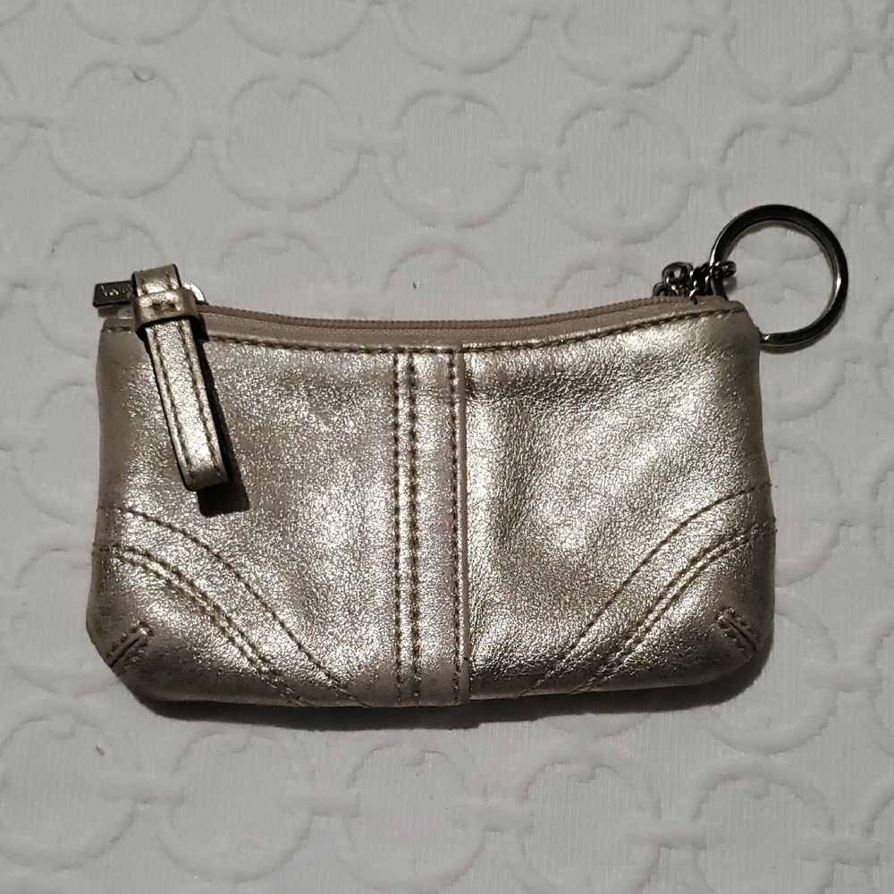 Coach Metallic Silver Wristlet